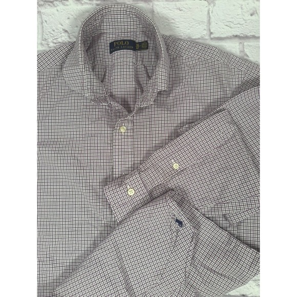 Polo Ralph Lauren Other - Polo Ralph Lauren Shirt Mens 16-41 Purple‎ Check Long Sleeve Button Up Cotton